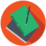 training icon notebooks and pen